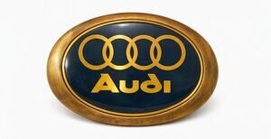 1983 Baron Solid Brass Audi Belt Buckle Vintage Oval Logo